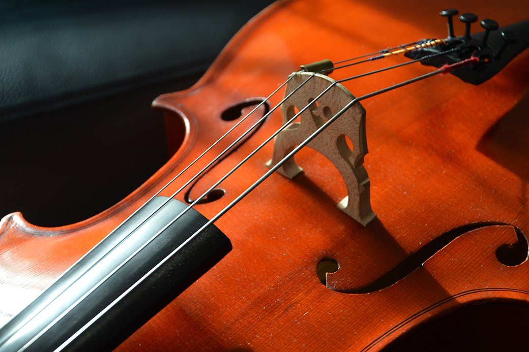 Ansicht einer Violine (Instrument)