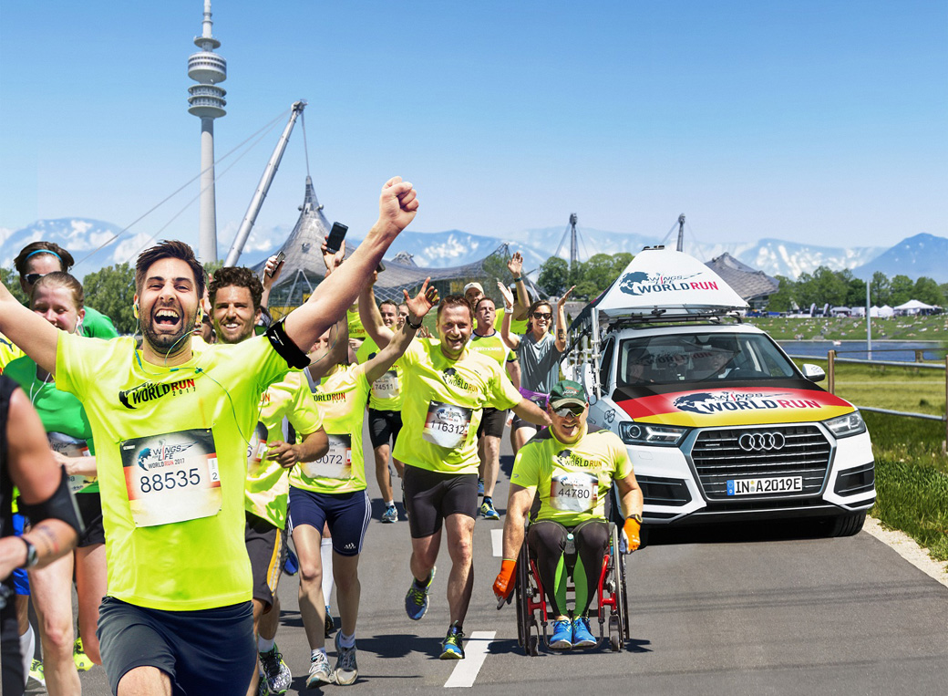 Fotomontage Promotion Wings for Life World Run 2019.