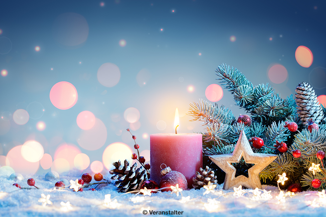Red Candle With Christmas Decoration