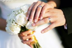 Hochzeit, Wedding rings, bouqet and hands holding